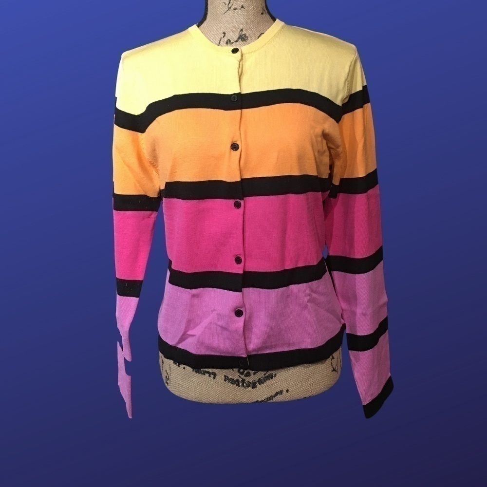 STUDIO G Spring Summer COLORBLOCK Cardigan, Pre-owned, Size L